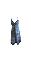 INC Blue Paisley Midi Dress 6 Linen Blend Handkerchief Hem Coastal Vacation