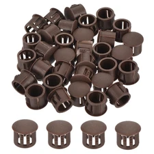 32Pcs 12mm Brown Nylon Plastic Round Locking Hole Plugs Insert End Cap