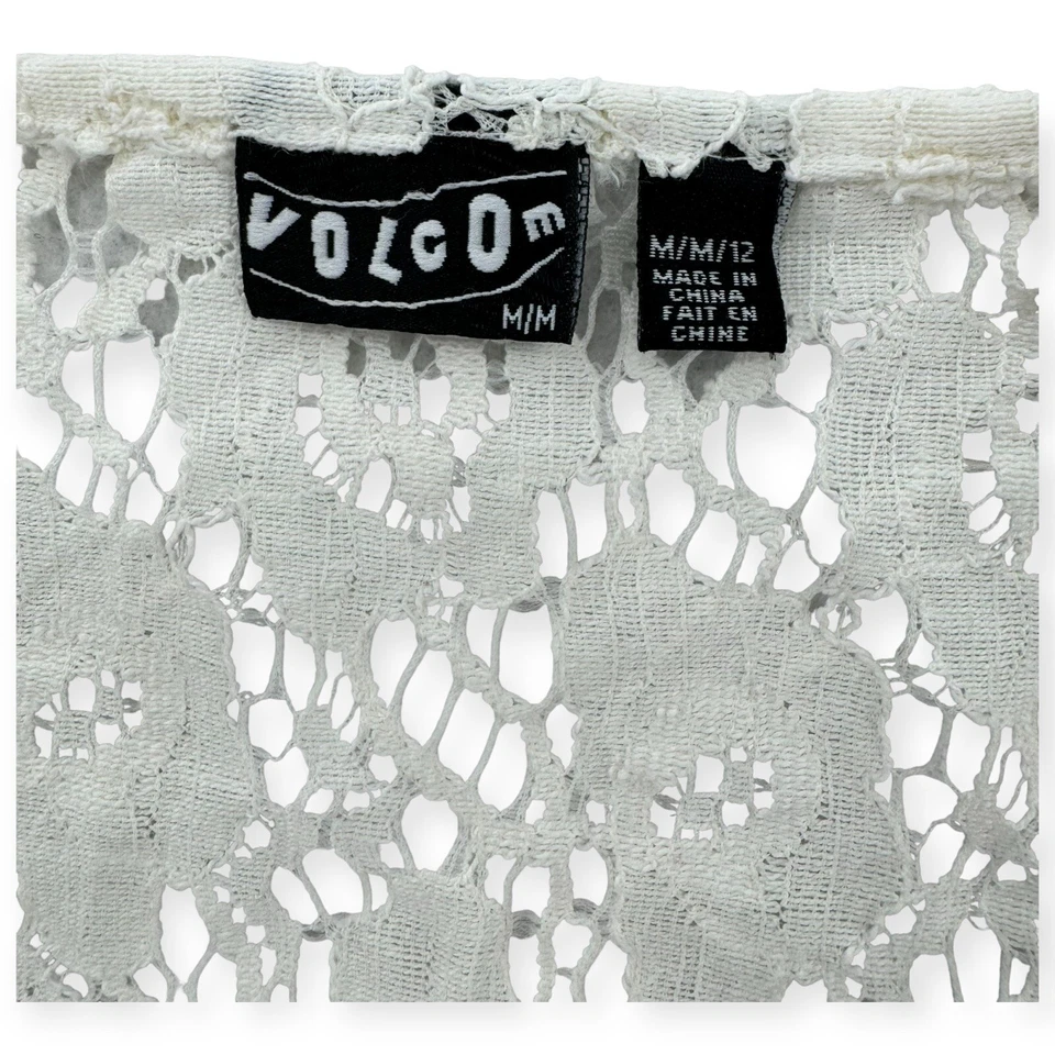 Volcom Cover Up Womens Size Medium Ivory Floral Crochet Lace Sheer Beach NEW - Image 3 of 4