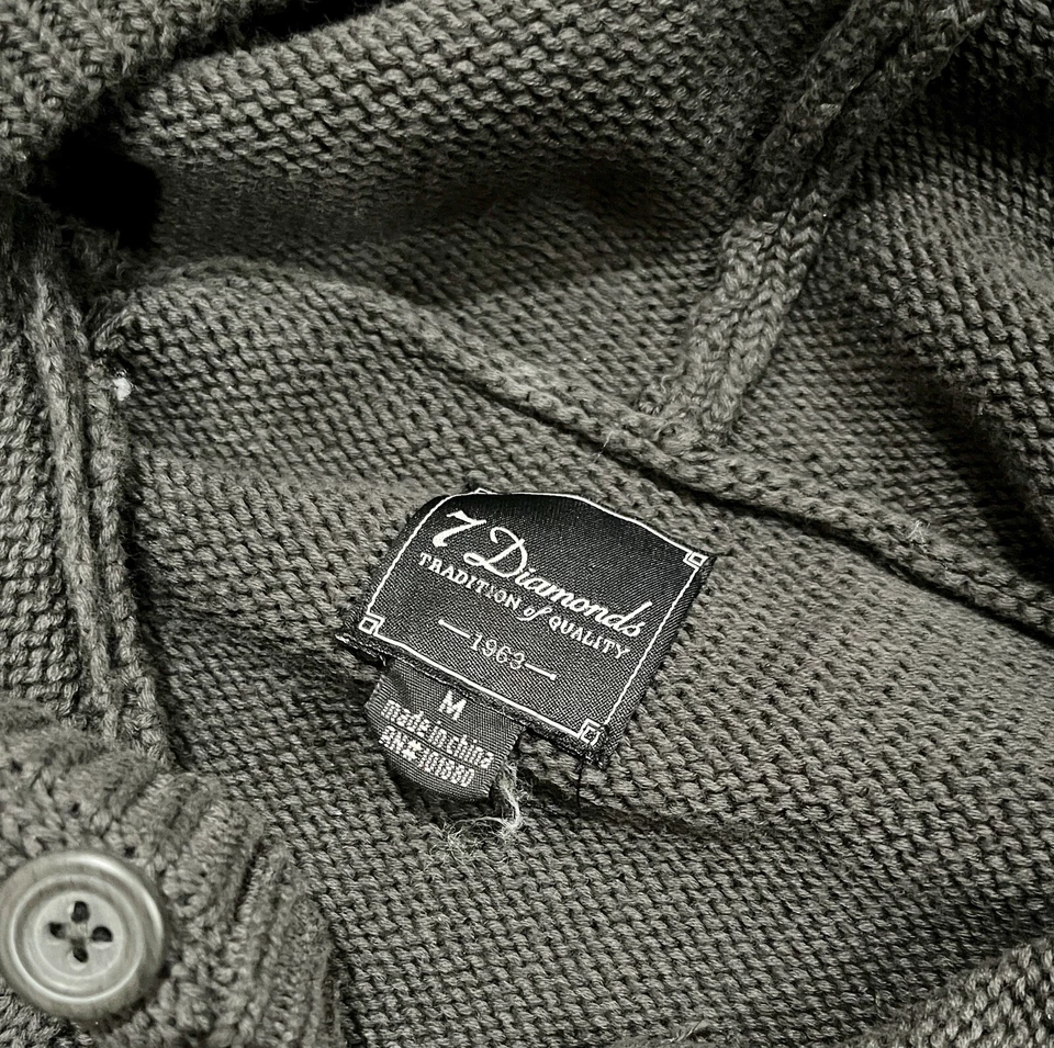 Suéter Pullover Henley Manga Larga Tejido Gris Jonava 7 Diamantes con Capucha Mediano Foto 3 de 4