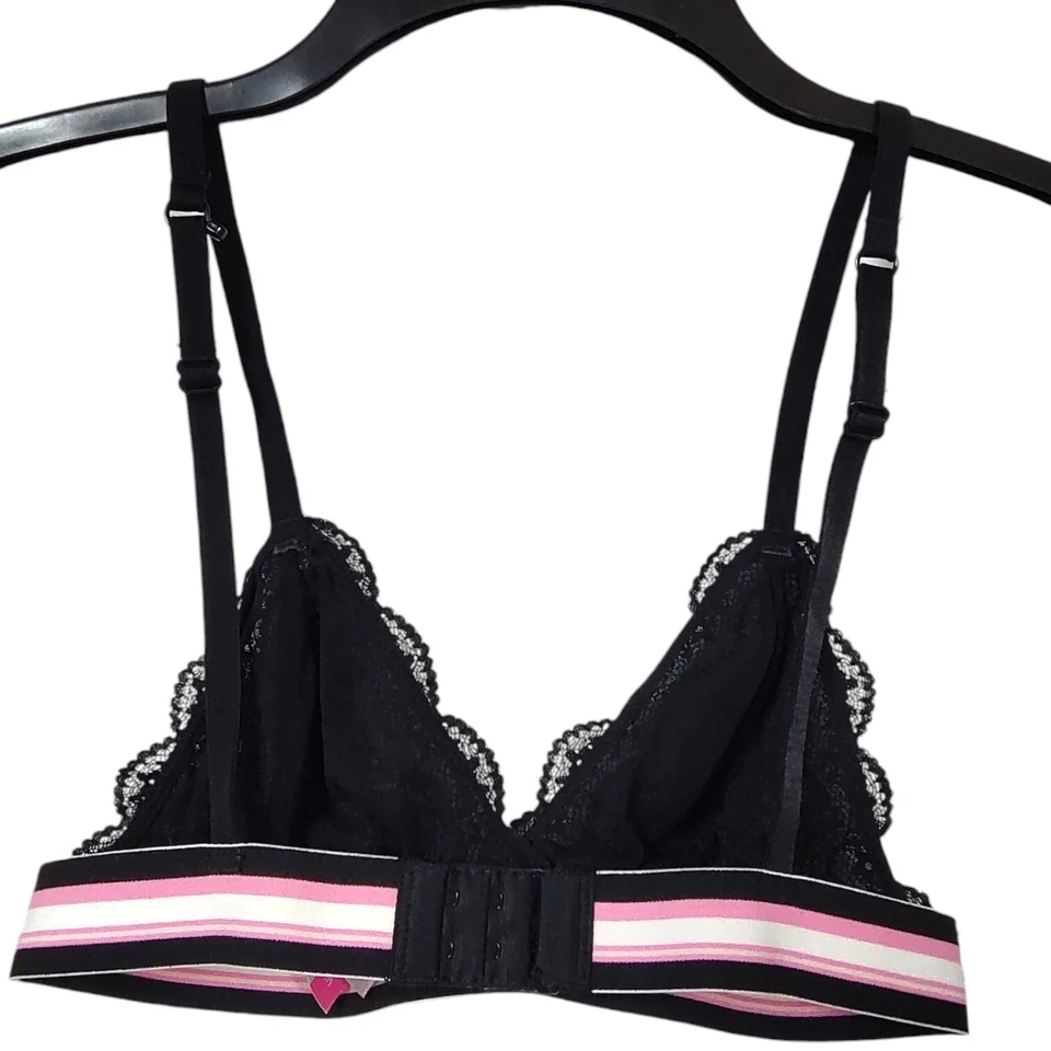 34A No Boundaries Women's Bra Wireless Black Lace Triangle Bralette Convertible - Image 4 of 4