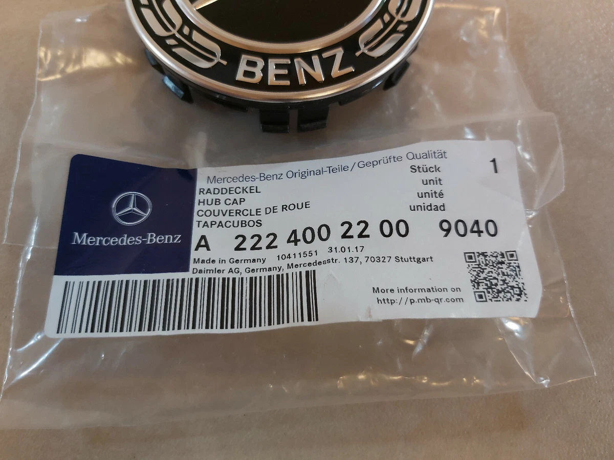 Genuine Mercedes Benz BLACK Alloy Wheel Hub Centre Cap 75mm 