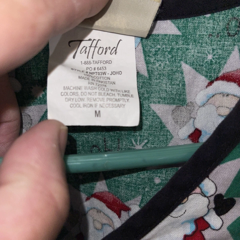 TAFFORD Mujer Verde Santa Ho Ho Ho Copo de Nieve NAVIDAD EXFOLIANTE TOP Mediano Algodón Foto 4 de 4