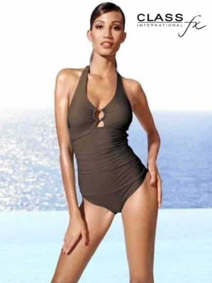 NEU BRAUN FORMWUNDER BAUCHWEG BADEANZUG NECKHOLDER ZIERRING 34 C CLASS *096432 - Bild 2 von 4