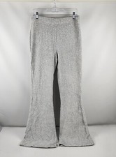 Aerie Pants Womens L-Long Gray High Rise Ribbed Flare Stretch Pant 32x34 NWT