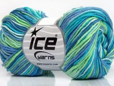 8-Skein Lot Lorena Print Yarn light cotton Blue Green Turquoise