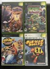 XBOX CASES & MANUALS ONLY LOT of 4 TMNT Turtles Crash Bandicoot Pac-Man Spyro