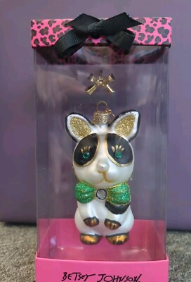 French Bulldog Dog Ornament Betsey Johnson Frenchie Glass Ornament 