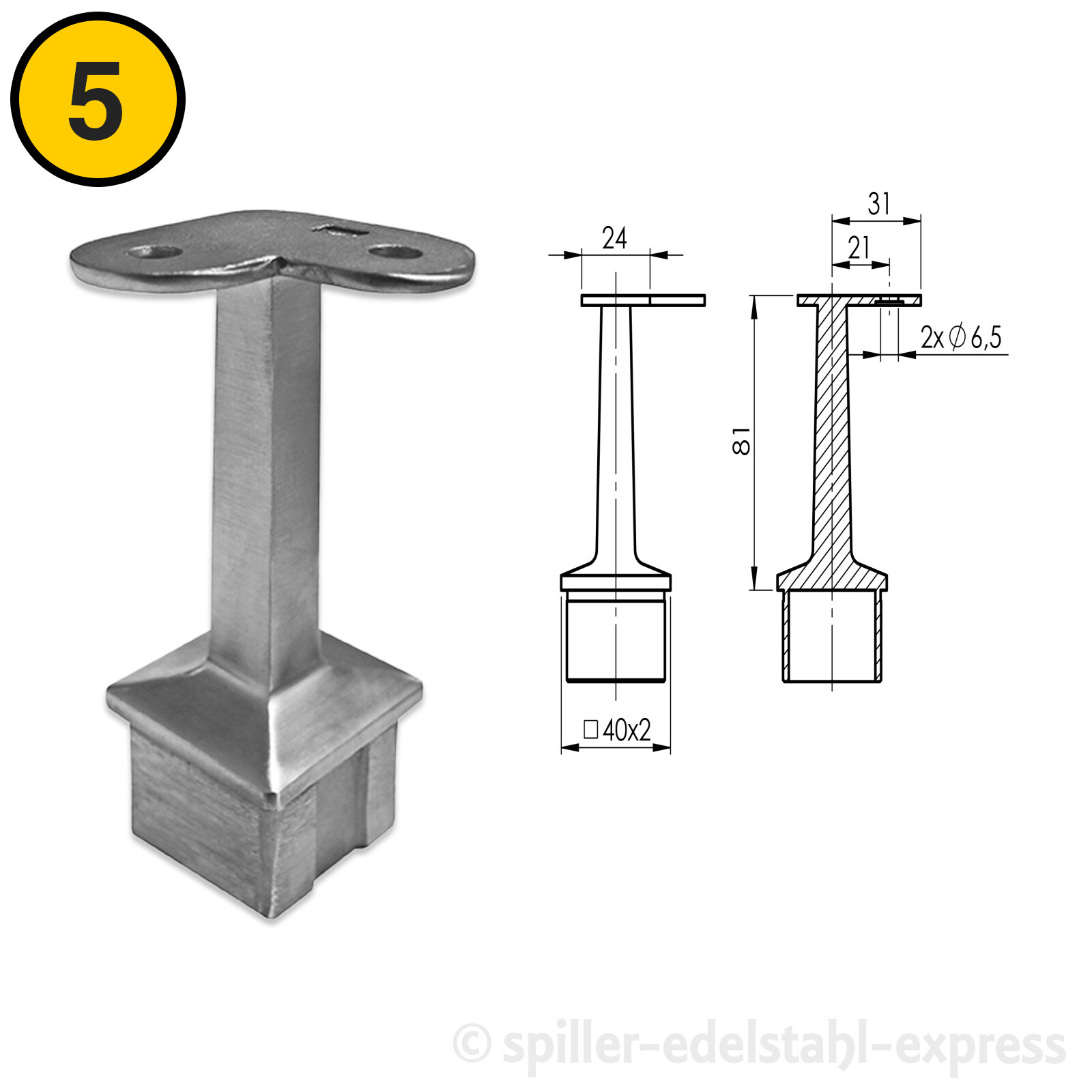 Edelstahl Rohrstütze Für 63 Mm Rohre - Rohrbandschelle Mit Schrauben, 2 Stück (wand-/deckenmontiert)