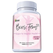 BORICFEM 600MG VAGINAL SUPPOSITORIES YEAST INFECTION BV MADE IN USA 30 CT 