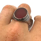 Red Agate Natural Gemstone 925 Silver Handmade Ottoman Mens Rings Jewelry MR#436