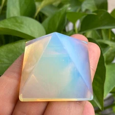 1PC Natural opal Quartz Pyramid Carved Crystal Point Reiki healing 40mm