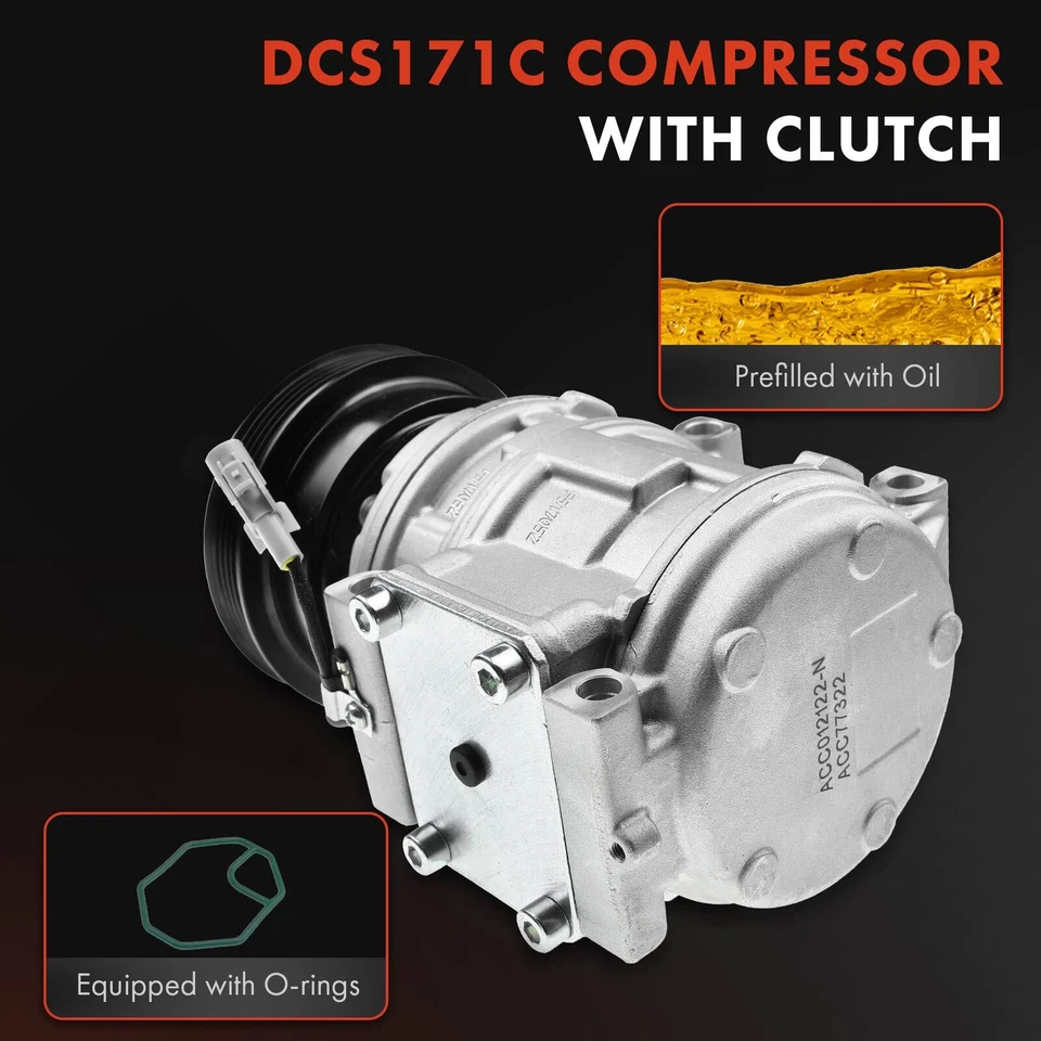 AC Compressor with 5-Groove Pulley for Toyota RAV4 1998-2000 L4 2.0L 8832042050 - Image 3 of 4