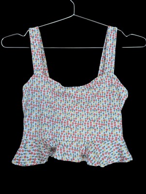 Forever 21 Floral Peplum Cropped Tank Top Size S