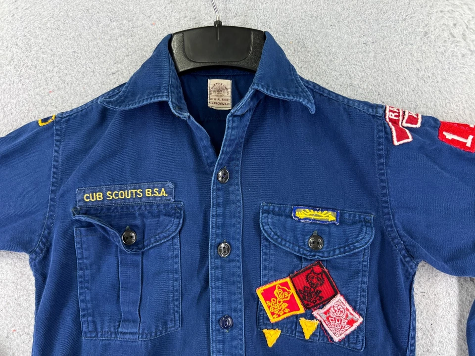 VINTAGE Boy Scouts Shirt Youth Medium Blue Official Sanforized Long Sleeve - Image 4 of 4