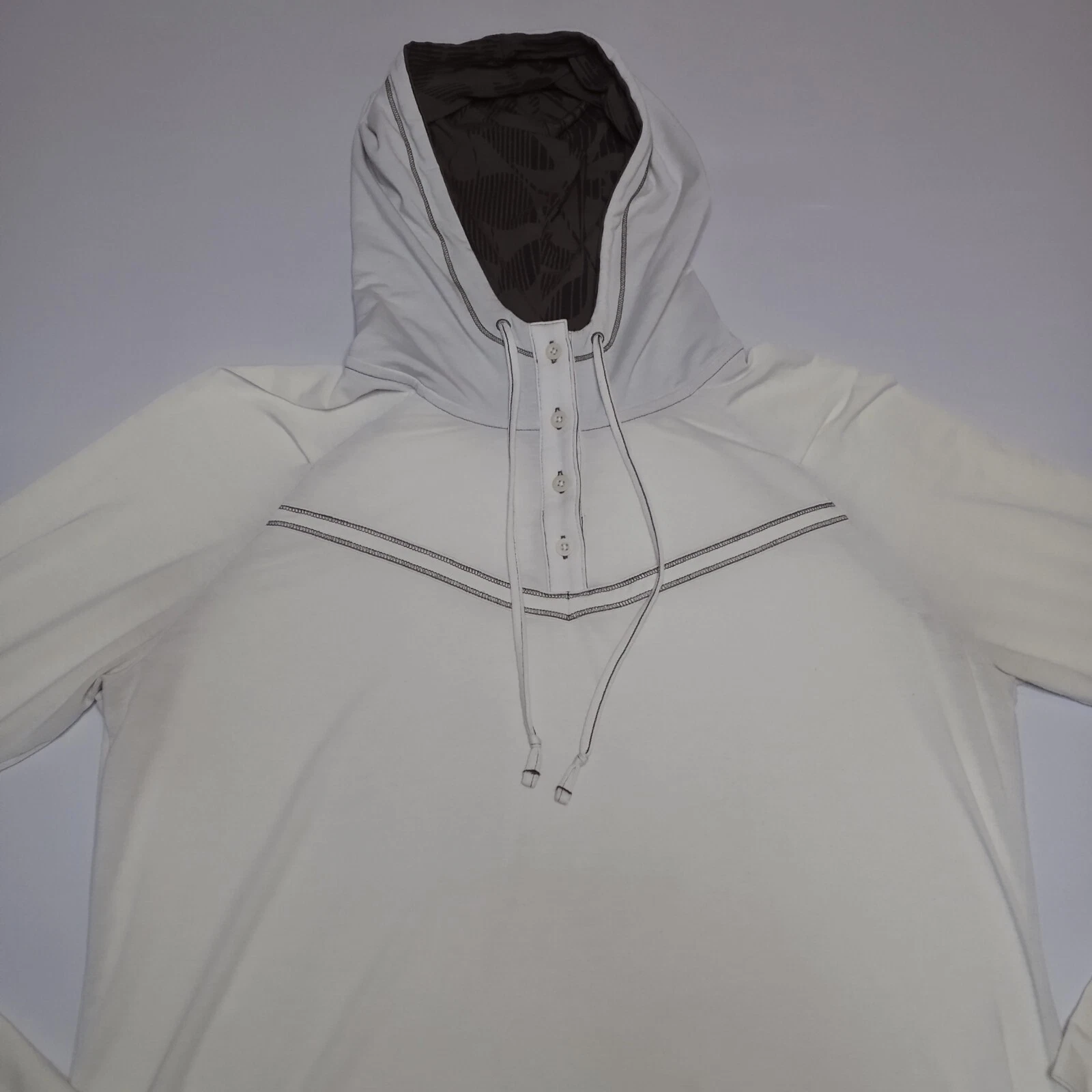 OFF WHITE T shirt con cappuccio North Face 1 4 con bottoni collo a guscio donna XL bianco sporco e grigio