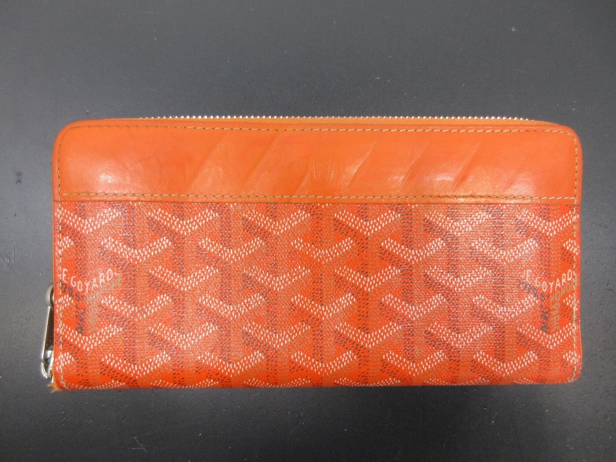 Authentic GOYARD Zip Around Long Wallet PVC Leather Orange 103764