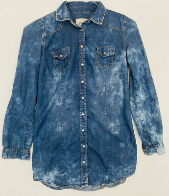 YMI Women's Blue Long Sleeve Button-Down Shirt Size Small