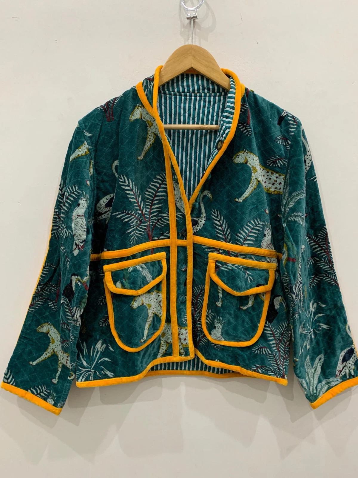 Printed Cotton Velvet Quilted Floral Jacket | Winter Jackets | Bridesmaid Gift