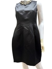 Zara Basic Women’s XS Jeweled Neck Black Satin Party Cocktail Sheath Dress