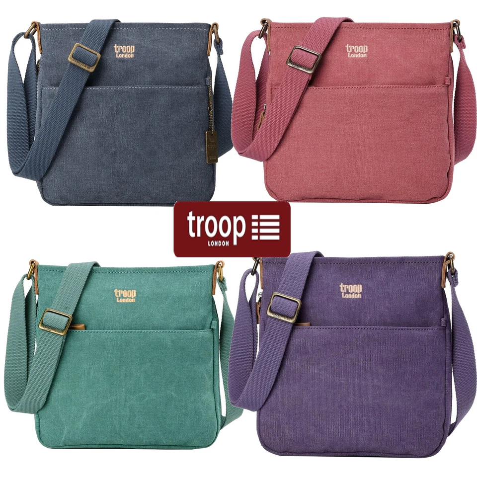 Troop London Unisex Classic Thick Canvas Cross Body Travel Shoulder Bag TRP0237 - Image 2 of 4