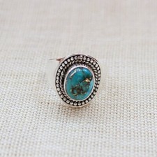 Natural Genuine Turquoise Gemstone Women Ring 925 Sterling Silver