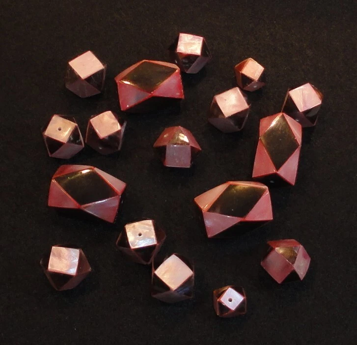 Two Tone Pink Mother of Pearl Beads MOP with Brown Coconut Shells Geometric 3D - Image 3 of 4