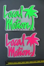 LOCAL MOTION Hawaii Neon Pink Green 80's Surf Vintage Surfing STICKER - Lot of 2