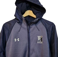 UA Under Armour Men's Hockey Jacket XL Navy Blue Hooded Full Zip