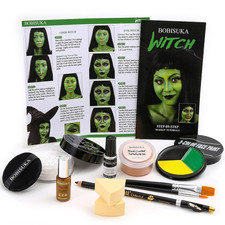 Halloween Witch Makeup, Complete Green Witch Make up Kit SFX Character Set with
