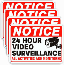 4-Pack 10x7 Inch Video Surveillance Signs Rust-Proof Reflective Aluminum Weather