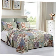 Quilts Queen Size Patchwork Bedspread Queen 90 x 98 inch Flower Patchwork