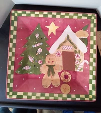 Laurie Gates Holiday Treats Christmas Bowl or Platter with Gingerbread Man 12"