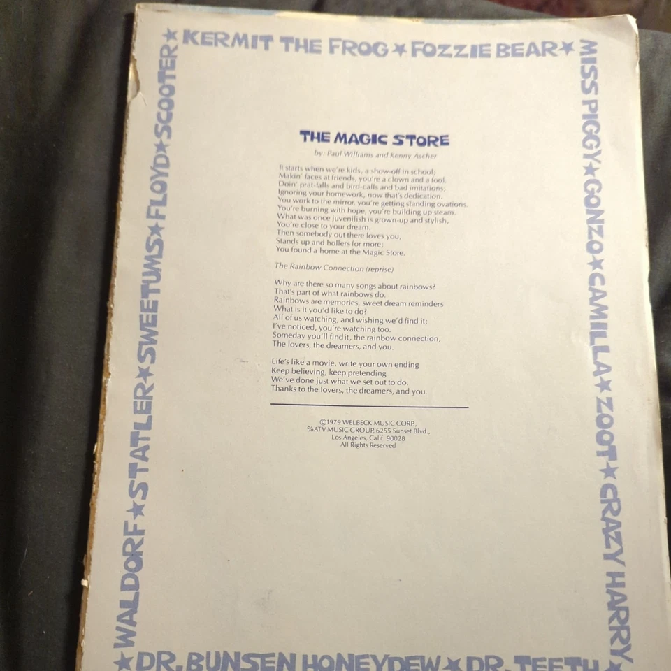 Libro de canciones raro de la película de los Muppets 1979 WELBECK MUSIC Cherry Lane ATV cancionero  Foto 4 de 4