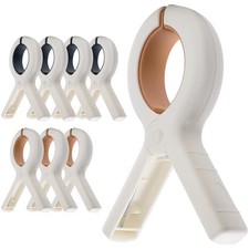 8 Pack Extra Large Beach Towel Clips 5.1 Inch, Heavy Duty Clothes Pool Khaki