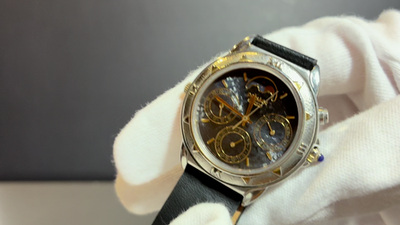 SEIKO PRESAGE 腕時計 ムーンフェイズ 7F39 Vintage SEIKO Presage 7F39-6070 Quartz Black Dial Moon Phase Watch