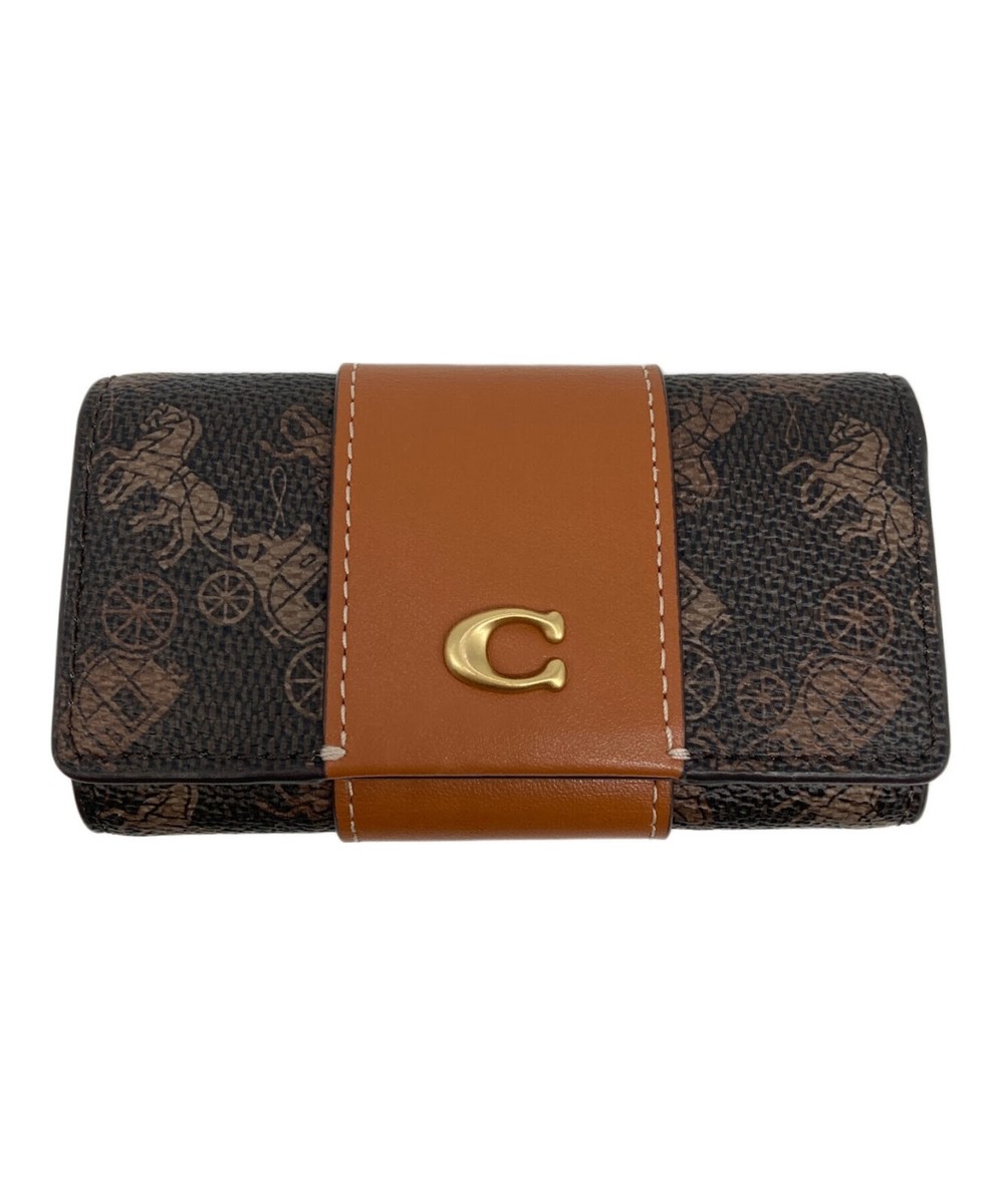 COACH Essential 6-ring Key Case - Horse And Carriage Print Brown