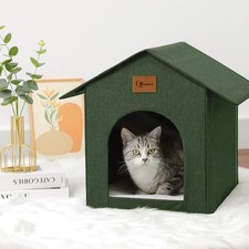Outdoor Cat House Feral Cat Shelter Waterproof Insulated Cat Bed with Cushion
