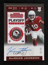 2019 Contenders Rookie Variation Playoff Ticket 30/49 Keesean Johnson Auto 0vs5