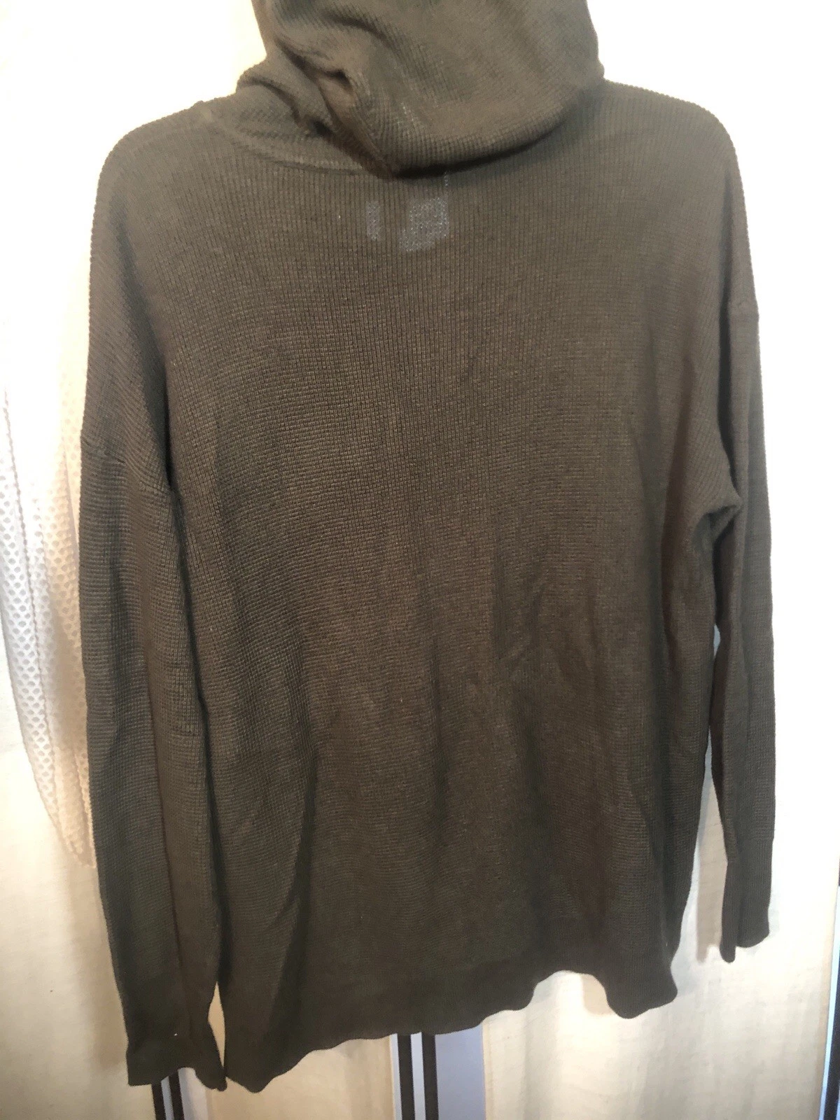 Felpa con cappuccio maglione donna Michael Michael Kors waffle termico verde oliva taglia large