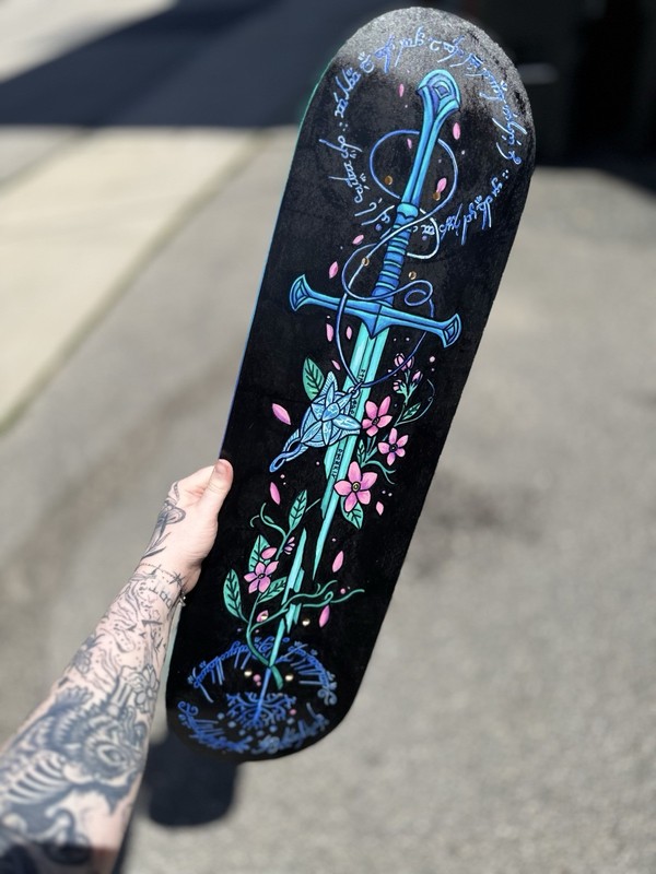 LOTR Lord of the Rings, Narsil, Elvish Skateboard deck
