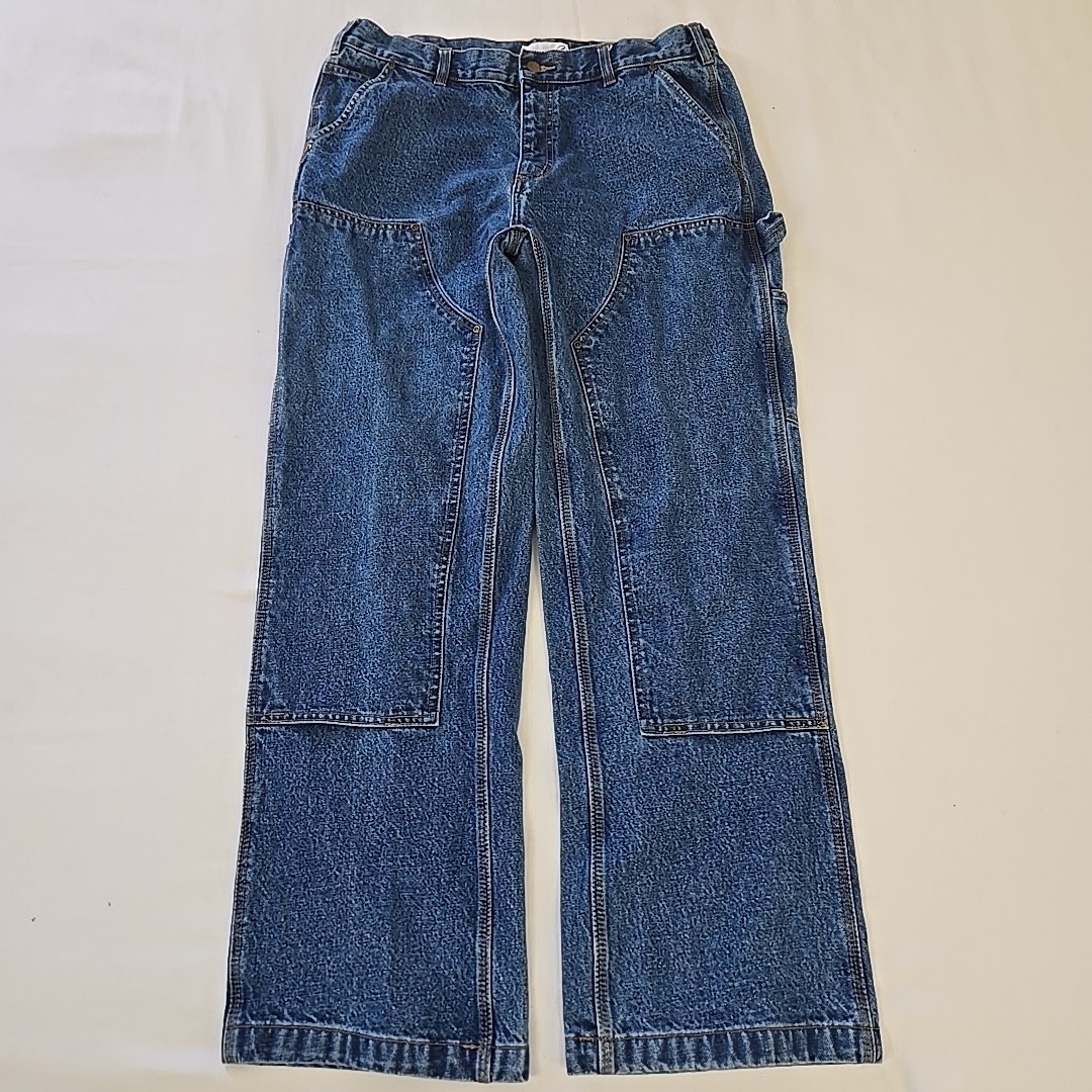 VTG 90s Y2K Baggy Workwear Double Knee Carpenter Jeans Qwest Evolve Men's 34x32