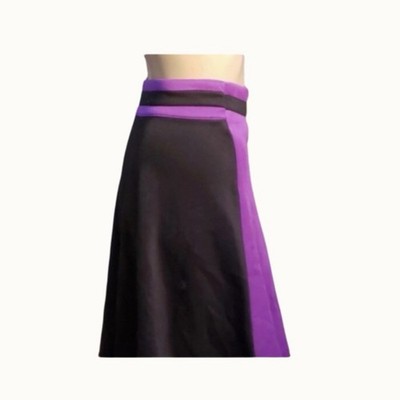 Perky Goth Purple Black Color Block Pleated Scuba Midi Skirt Sz 24