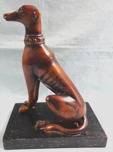 Vintage Sitting Dog Statue Figurine GREYHOUND WHIPPET 7 1/2" Reddish Brown