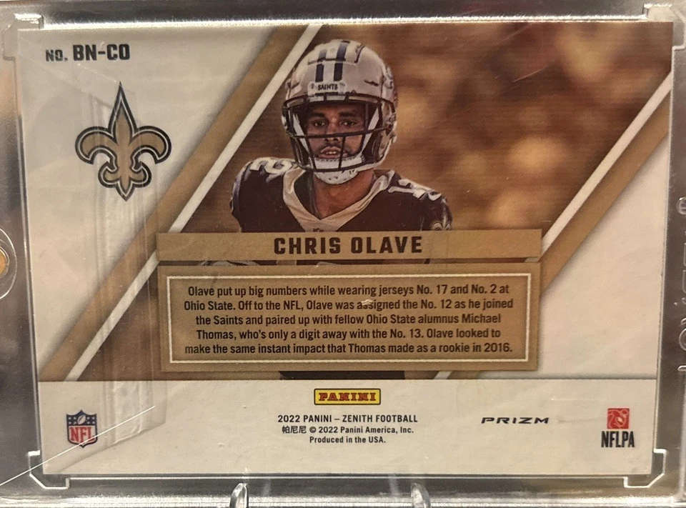 2022 Panini Zenith - Chris Olave - Behind The Numbers Red Prizm SP Card #BN-CO - Image 2 of 2
