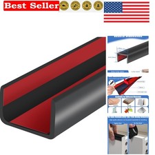 Self-Adhesive U Channel Rubber Edge Trim   20Ft, Black, for Furniture  Edges