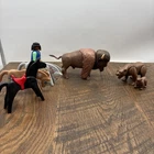 VTG 1988 PLAYMOBIL BUFFALO BISON Native American Indian Hunt Horses Lot Of 7