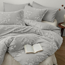 PHF Stone-Washed 100 Cotton Duvet Cover Set Queen Size, Ultra Soft, Breathable,