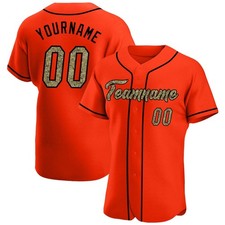 American Baseball Jersey Custom Orange Camo Black Authentic Baseball Jersey Base
