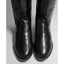 Marc Fisher Black Leather Studded Knee High Riding Boots AS42342W19289 Women 10W
